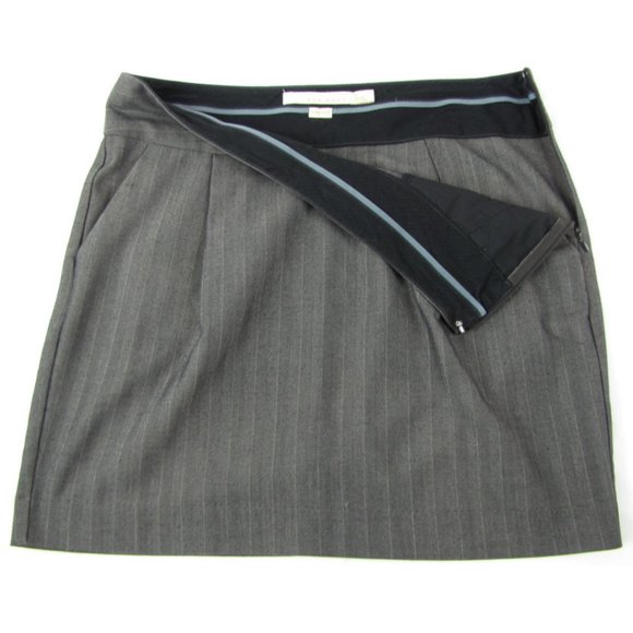 SALE! Pinstripe Gray Short Mini Skirt - Picture 2 of 3
